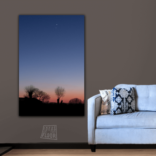 image-product-wanddecoratie-muurdecoratie-poster-fotoprint-nachtfoto-foto-venus-jupiter-landschap-sterren-planeten-ondergaande-zon-sterrenhemel-titel-two-of-us-ideasonthefloor.com