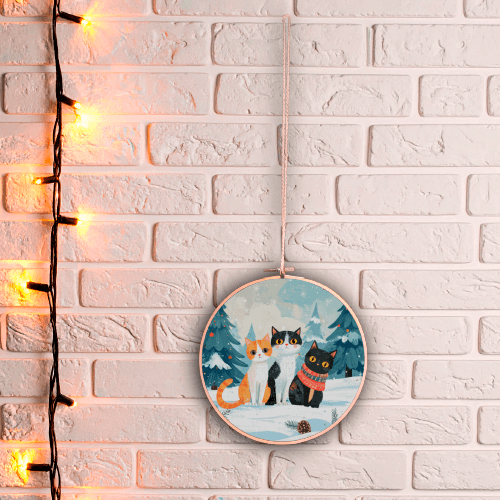 Kerstmuurhanger Drie Katten ∅ 20cm