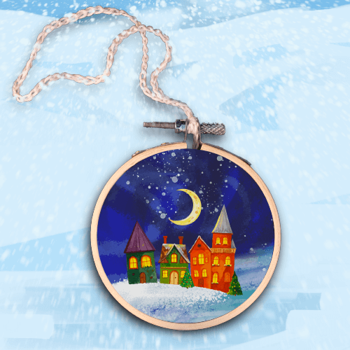 Kerstboomhanger Huisjes In Sneeuw ∅ 8cm