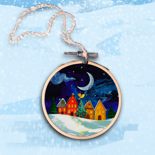 Kerstboomhanger Huisjes Magische Kerstnacht ∅ 8cm